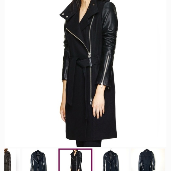 Mackage Leather & Wool Trench Coat - Picture 3 of 6